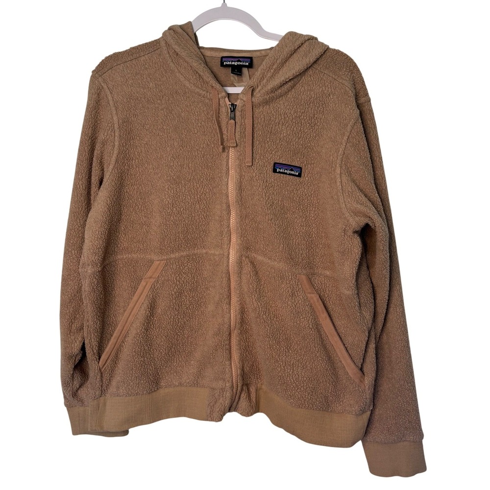 Patagonia Los Gatos Hooded Fleece Jacket Tan Brown Full Zip Hoodie 26135 Mens L